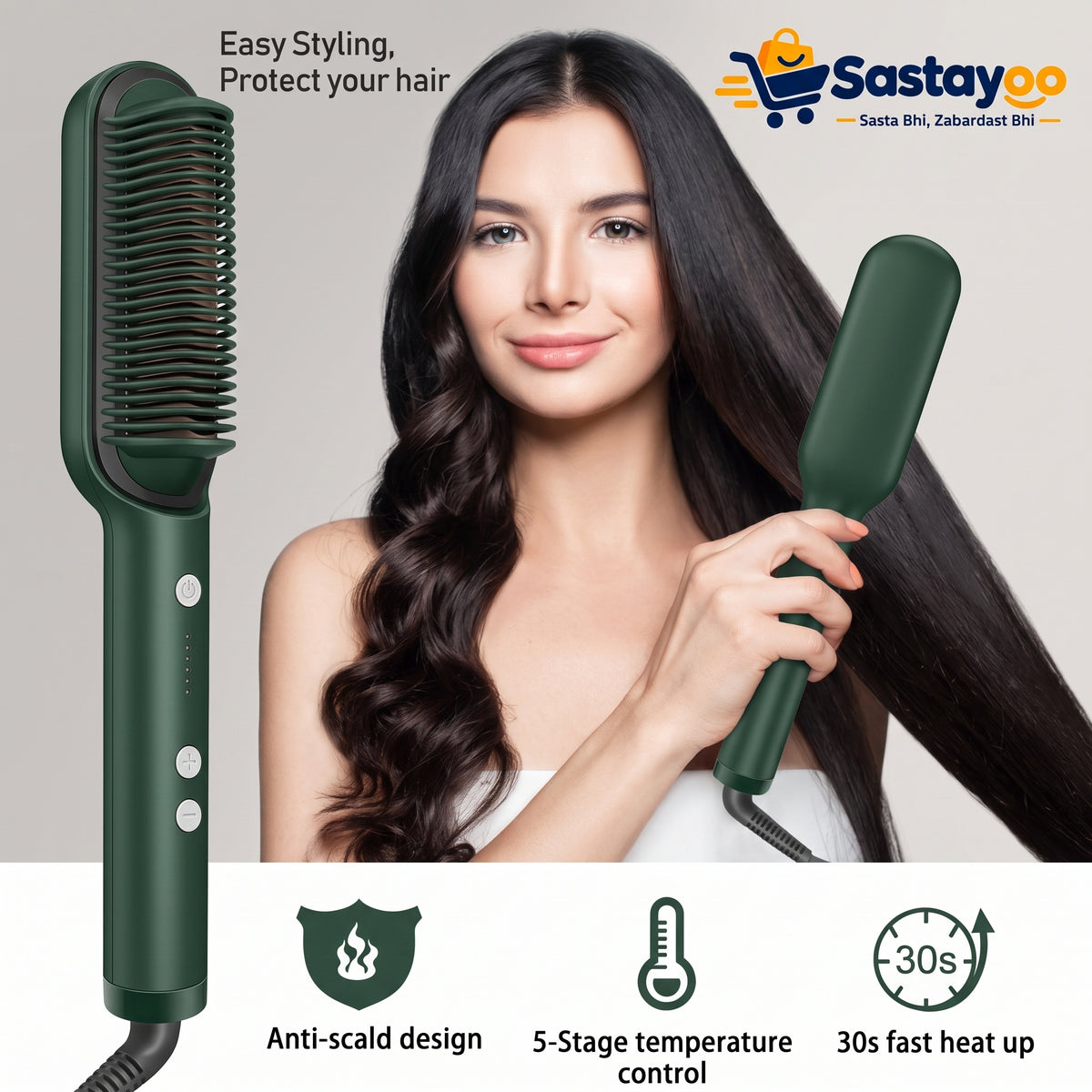 💇♀️ 2-in-1 Hair Straightening & Curling Brush | ✨ Electric 2‑in‑1 Straightener & Curler